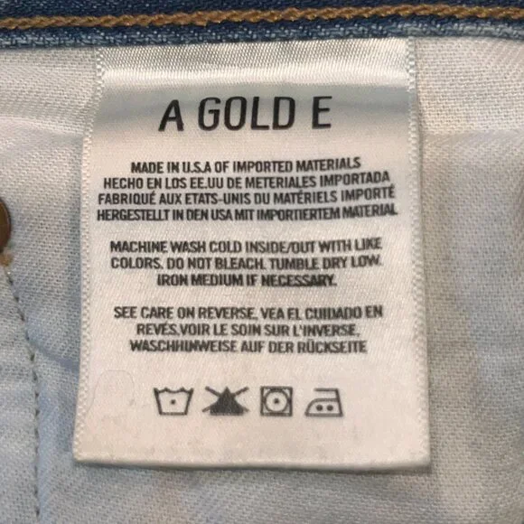 AGOLDE RILEY HIGH RISE STRAIGHT BLUE JEANS CROPPED RAW FRAYED HEM -  EUC - 26 - Picture 8 of 13